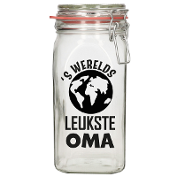 Cadeau voorraadpot   oma   glas   12 x 7 cm   1,5 liter   verjaardag cadeau   snoeppot