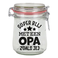 Cadeau voorraadpot   opa   glas   10 x 7,5 cm   720 ml   verjaardag cadeau   snoeppot