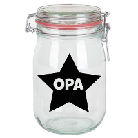 Cadeau voorraadpot   opa   glas   11 x 11 cm   1 liter   verjaardag cadeau   snoeppot
