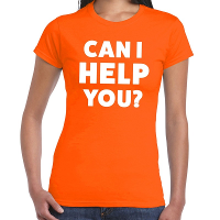 Can i help you beurs/evenementen t shirt oranje dames
