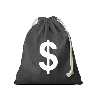 Canvas geldzak met dollar teken zwart 25 x 30 cm verkleedaccessoires