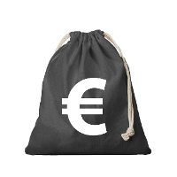 Canvas geldzak met euro teken   zwart   25 x 30 cm   verkleedaccessoires