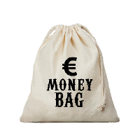 Canvas geldzak Moneybag   met euro teken   wit   25 x 30 cm   Cowboy/Wilde Westen   boef