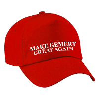 Carnaval verkleed pet   rood   Make Gemert Great Again   volwassenen