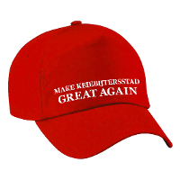Carnaval verkleed pet   rood   Make Keiebijterstad Great Again   Helmond   volwassenen