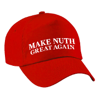 Carnaval verkleed pet   rood   Make Nuth Great Again   volwassenen