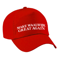 Carnaval verkleed pet   rood   Make Waalwijk Great Again   volwassenen