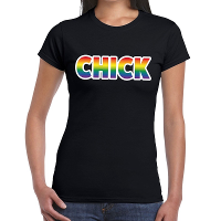 Chick gay pride t shirt zwart voor dames