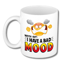 Collega Cadeau Koffiemok   wit   I have a bad mood   300 ml   Kantoorhumor serie