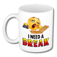 Collega Cadeau Koffiemok   wit   I need a break   300 ml   Kantoorhumor serie