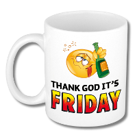Collega Cadeau Koffiemok   wit   Thank god Friday   300 ml   Kantoorhumor serie