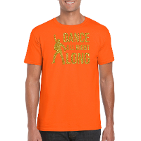 Dance all night long T shirt   gouden print   oranje   voor heren   feestkleding   Disco