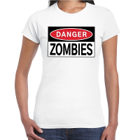 Danger Zombies t shirt wit voor dames