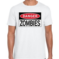 Danger Zombies t shirt wit voor heren