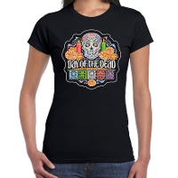 Day of the dead / Dag van de doden Halloween verkleed t shirt / outfit zwart voor dames