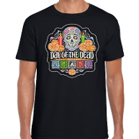Day of the dead / Dag van de doden   Halloween   verkleed t shirt   outfit   zwart   voor heren