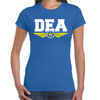 DEA agent tekst t shirt blauw voor dames