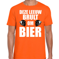 Deze leeuw brult om bier t shirt oranje voor heren   Koningsdag / EK/WK shirts