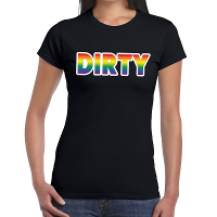 Dirty gay pride t shirt zwart voor dames