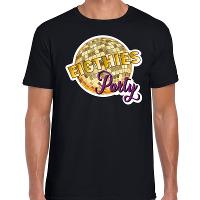 Disco eighties party feest t shirt zwart voor heren