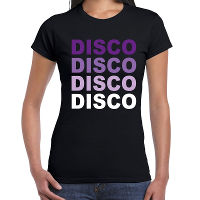 Disco feest t shirt zwart voor dames