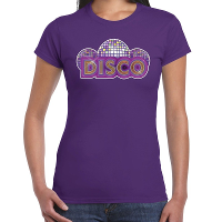 Disco feest verkleedkleding t shirt   paars   voor dames   eighties   seventies