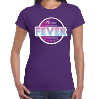 Disco fever feest t shirt paars voor dames