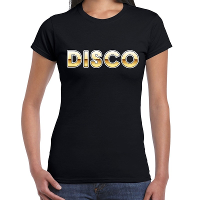 DISCO fun tekst t shirt zwart voor dames