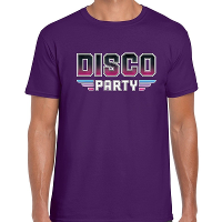 Disco party feest t shirt paars voor heren