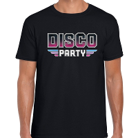 Disco party feest t shirt zwart voor heren