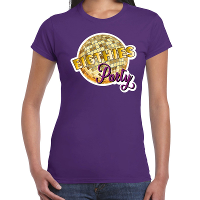 Disco Seventies party feest t shirt   paars   voor dames   70s party   verkleedkleding   Jaren 70