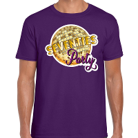 Disco seventies party feest t shirt paars voor heren