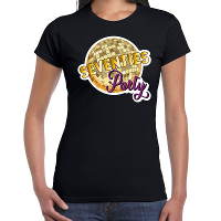 Disco T shirt voor dames   zwart   70s party   disco bol   Jaren 70   themafeest