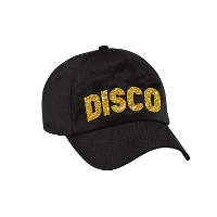 Disco verkleed petje   cap   volwassenen   goud glitter   unisex   zwart   eighties party