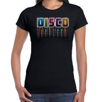 Disco verkleed t shirt dames   jaren 80 feest outfit   disco sound wave   zwart