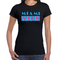 Disco verkleed t shirt dames   jaren 80 feest outfit   miami vice   zwart