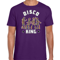 Disco verkleed t shirt heren   jaren 80 feest outfit   disco king   paars