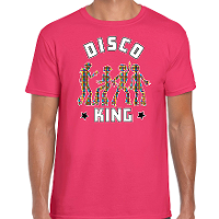Disco verkleed t shirt heren   jaren 80 feest outfit   disco king   roze