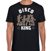 Disco verkleed t shirt heren   jaren 80 feest outfit   disco king   zwart