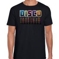 Disco verkleed t shirt heren   jaren 80 feest outfit   disco muziek   zwart