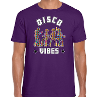 Disco verkleed t shirt heren   jaren 80 feest outfit   disco vibes   paars