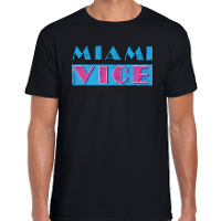 Disco verkleed t shirt heren   jaren 80 feest outfit   Miami Vice   zwart