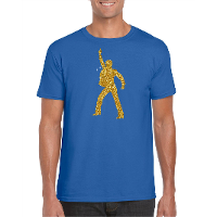 Disco verkleed t shirt   voor heren   blauw   gouden glitter   jaren 70/80   kleding