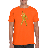 Disco verkleed t shirt   voor heren   oranje   gouden glitter   jaren 70/80   kleding