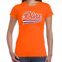 Diva sierlijke wimpel t shirt oranje voor dames   EK/WK   Koningsdag shirts