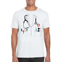 Doktersjas kostuum t shirt wit voor heren