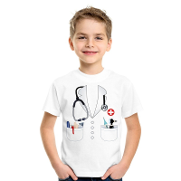 Doktersjas kostuum t shirt wit voor kinderen