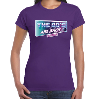 Eighties verkleed thema   The 80s are back t shirt   paars   dames kleding