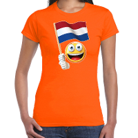 Emoticon Holland / Nederland landen t shirt oranje voor dames