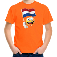 Emoticon Holland / Nederland   landen t shirt   oranje   voor kinderen